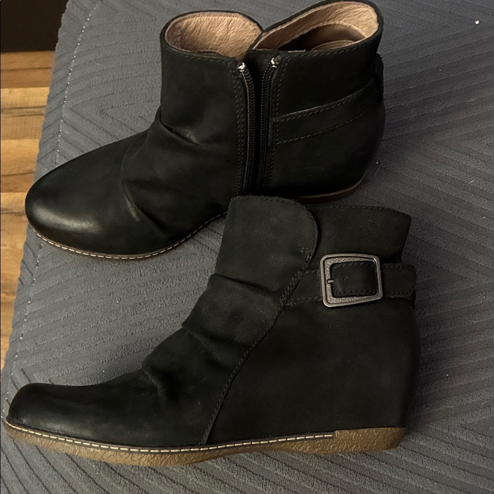 Dansko Black Ankle Booties with Buckle Detail
